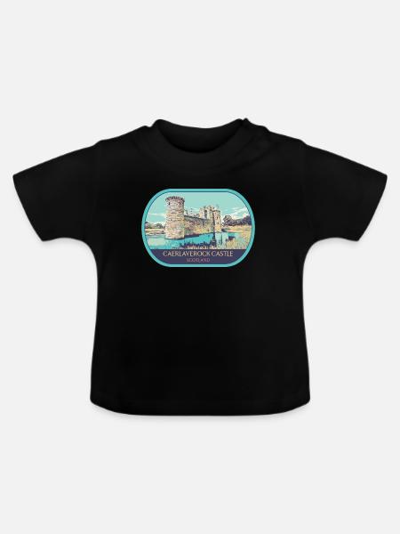 Illustration Caerlaverock Castle, Schottland - Baby Bio-T-Shirt mit Rundhals - Schwarz