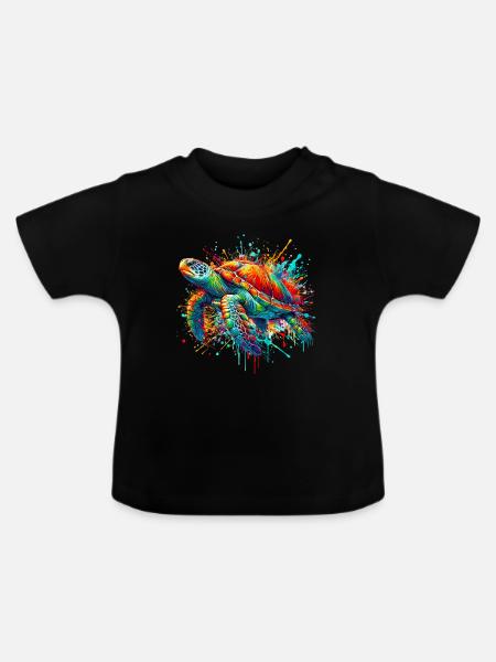 Schildkröte - Baby Bio-T-Shirt mit Rundhals - Schwarz