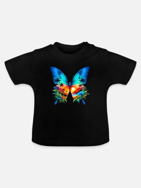 Schmetterling - Baby Bio-T-Shirt mit Rundhals - Schwarz