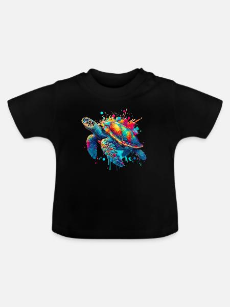 Schildkröte - Baby Bio-T-Shirt mit Rundhals - Schwarz