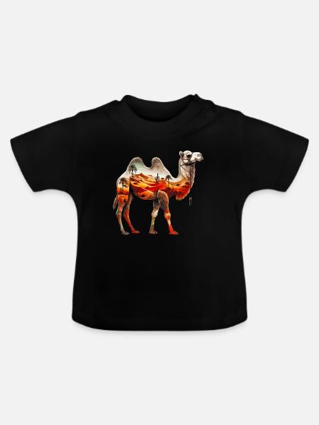 Kamel - Baby Bio-T-Shirt mit Rundhals - Schwarz