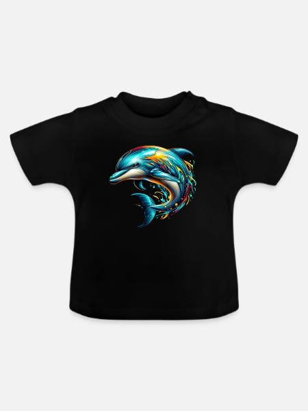 Delfin - Baby Bio-T-Shirt mit Rundhals - Schwarz