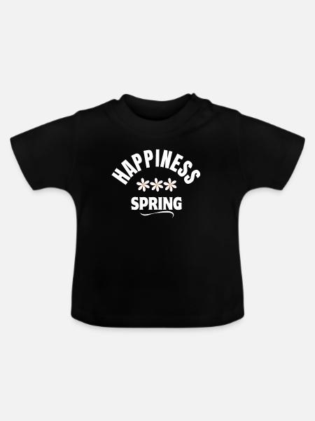 Frühling, Glück, Glück - Baby Bio-T-Shirt mit Rundhals - Schwarz