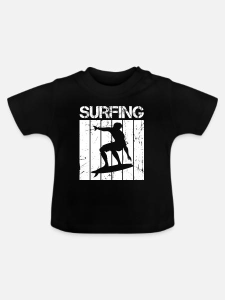 Retro Surfer - Baby Bio-T-Shirt mit Rundhals - Schwarz