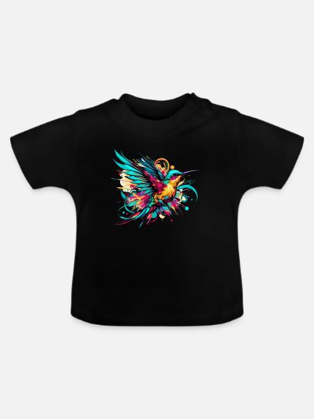 Kolibri - Baby Bio-T-Shirt mit Rundhals - Schwarz