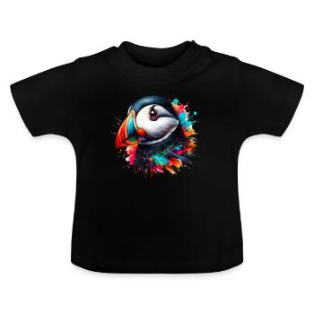 Papageitaucher - Baby Bio-T-Shirt mit Rundhals - Schwarz - Vorne