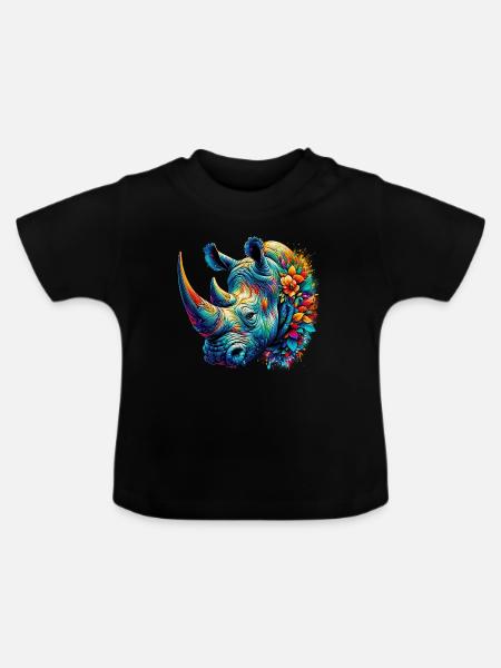 Nashorn - Baby Bio-T-Shirt mit Rundhals - Schwarz