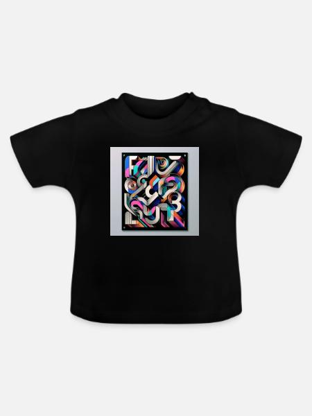 Experimentelle Typografie - Baby Bio-T-Shirt mit Rundhals - Schwarz