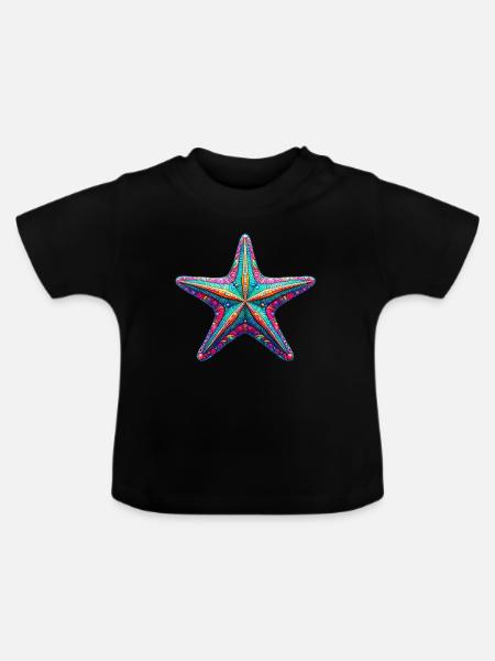Seestern - Baby Bio-T-Shirt mit Rundhals - Schwarz