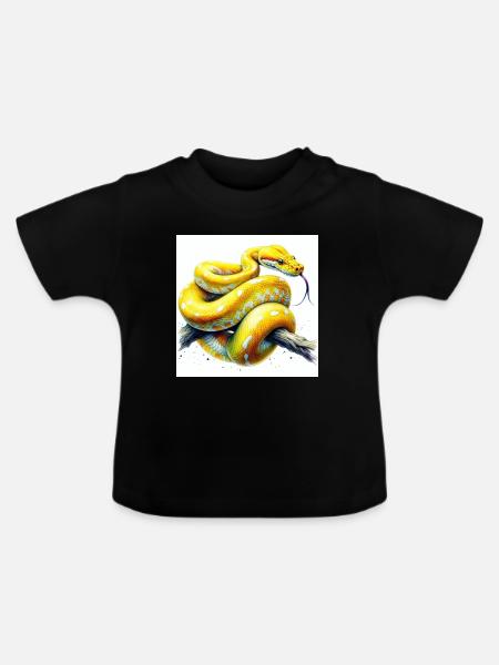 Gelbe Python - Baby Bio-T-Shirt mit Rundhals - Schwarz