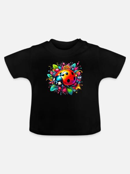 Marienkäfer - Baby Bio-T-Shirt mit Rundhals - Schwarz