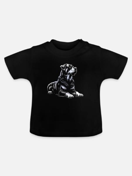 Liegender Rottweiler - Baby Bio-T-Shirt mit Rundhals - Schwarz