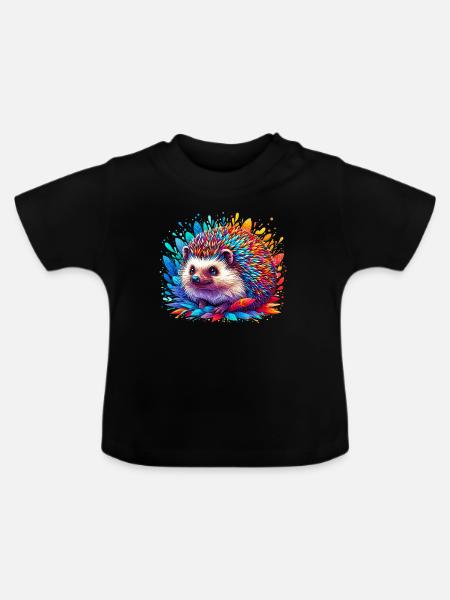 Igel - Baby Bio-T-Shirt mit Rundhals - Schwarz