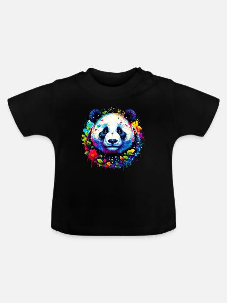 Panda - Baby Bio-T-Shirt mit Rundhals - Schwarz