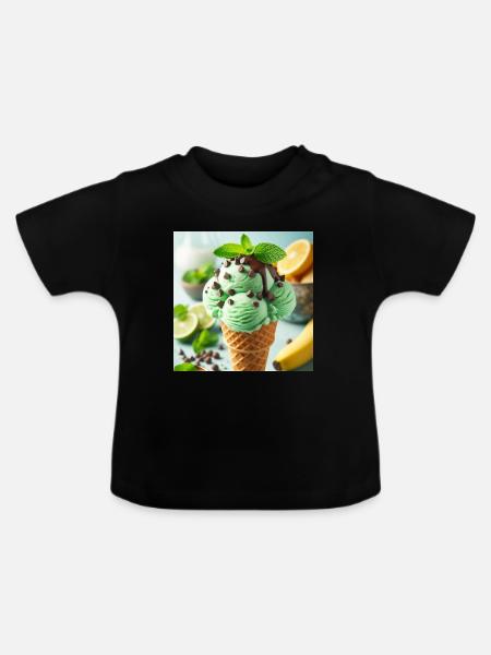 Minz-Eis - Baby Bio-T-Shirt mit Rundhals - Schwarz