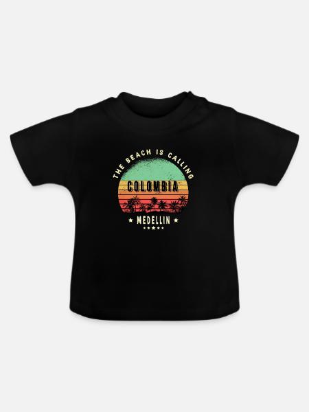 Medellin Kolumbien Palmen Strand Design - Baby Bio-T-Shirt mit Rundhals - Schwarz