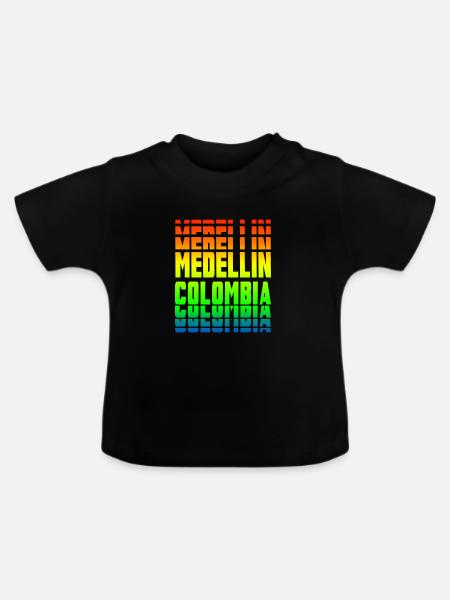 Medellin Kolumbien Regebogen Design - Baby Bio-T-Shirt mit Rundhals - Schwarz