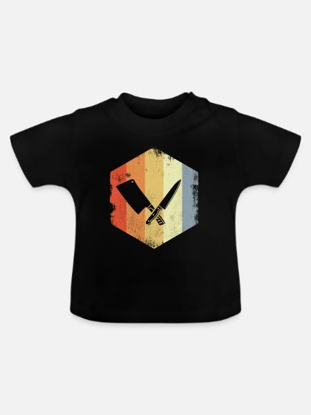Metzger Hackbeil Skizze - Baby Bio-T-Shirt mit Rundhals - Schwarz