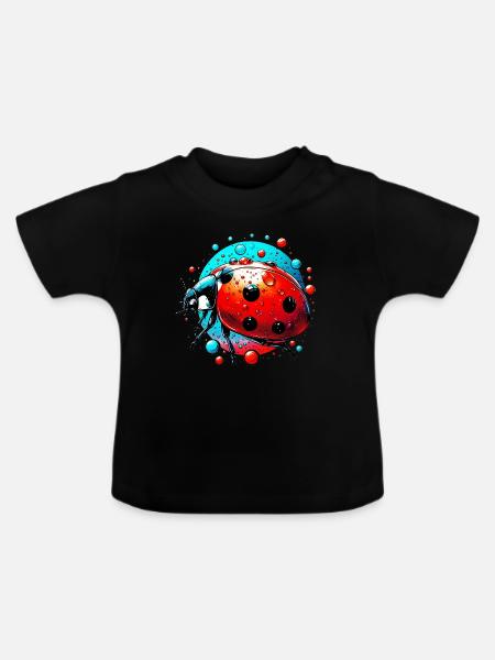 Marienkäfer - Baby Bio-T-Shirt mit Rundhals - Schwarz