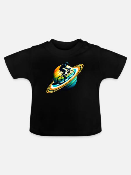 Radfahrer auf Saturn - Baby Bio-T-Shirt mit Rundhals - Schwarz