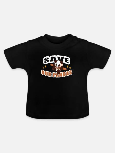 Save our Pandas - Baby Bio-T-Shirt mit Rundhals - Schwarz