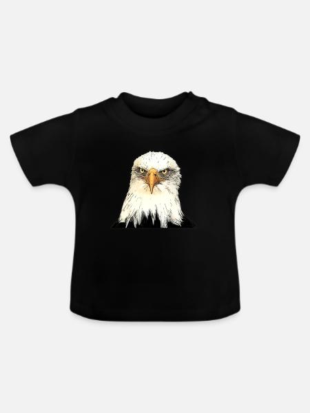Adlerkopf Illustration mit intensivem Blick - Baby Bio-T-Shirt mit Rundhals - Schwarz