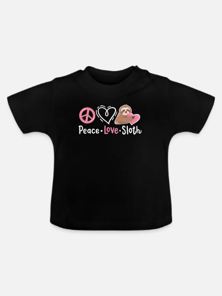 Faultier Liebhaber - Baby Bio-T-Shirt mit Rundhals - Schwarz