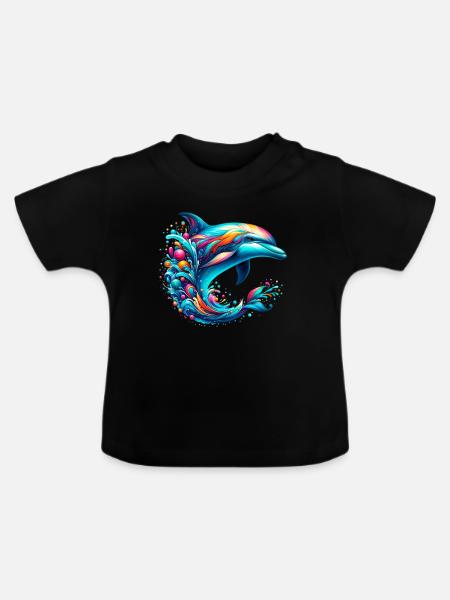 Delfin - Baby Bio-T-Shirt mit Rundhals - Schwarz