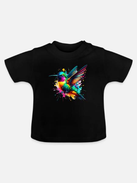 Kolibri - Baby Bio-T-Shirt mit Rundhals - Schwarz