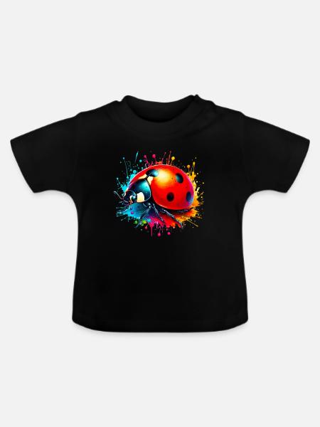 Marienkäfer - Baby Bio-T-Shirt mit Rundhals - Schwarz