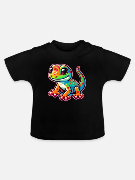 Gecko - Baby Bio-T-Shirt mit Rundhals - Schwarz