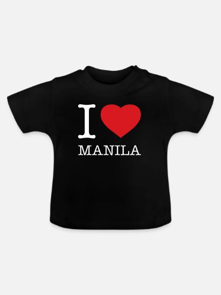 I LOVE MANILA Philippinen - Baby Bio-T-Shirt mit Rundhals - Schwarz