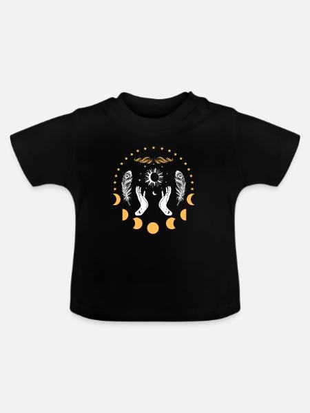 Celestial Hands Mondaufgang - Baby Bio-T-Shirt mit Rundhals - Schwarz