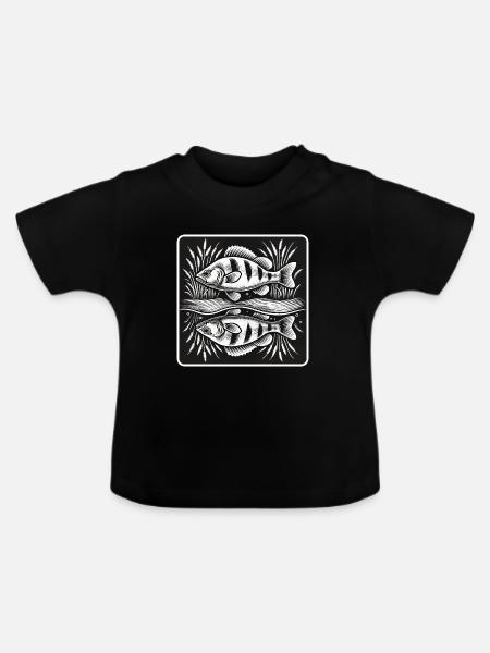 Barsch Fisch Angel Design - Baby Bio-T-Shirt mit Rundhals - Schwarz