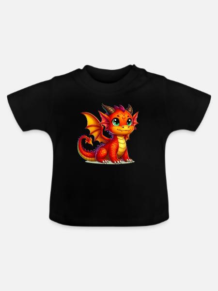 Drache - Baby Bio-T-Shirt mit Rundhals - Schwarz