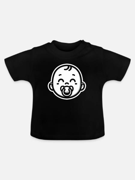 Baby mit Schnuller - Baby Bio-T-Shirt mit Rundhals - Schwarz