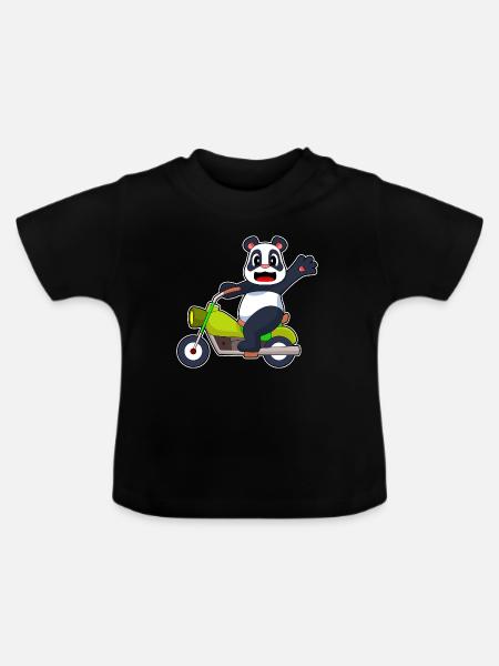 Panda Motorrad - Baby Bio-T-Shirt mit Rundhals - Schwarz