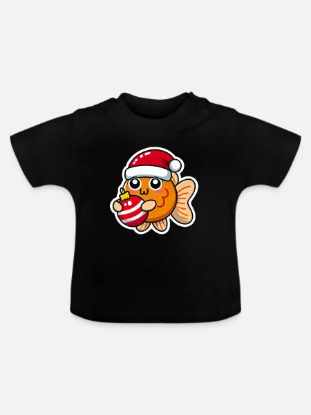 Goldfish Christmas Swain - Baby Bio-T-Shirt mit Rundhals - Schwarz