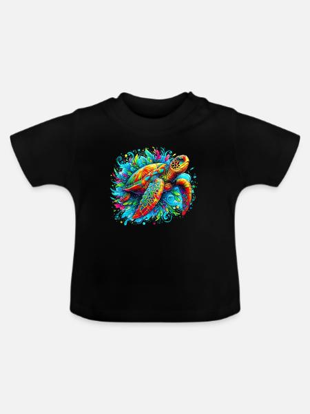 Schildkröte - Baby Bio-T-Shirt mit Rundhals - Schwarz