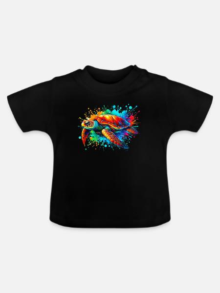 Schildkröte - Baby Bio-T-Shirt mit Rundhals - Schwarz