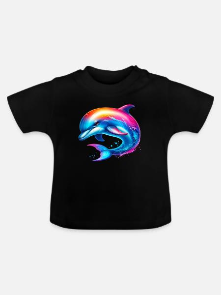 Delfin - Baby Bio-T-Shirt mit Rundhals - Schwarz