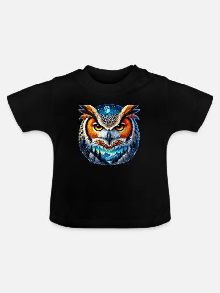 Eule - Baby Bio-T-Shirt mit Rundhals - Schwarz