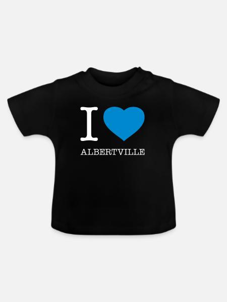 I LOVE ALBERTVILLE - Baby Bio-T-Shirt mit Rundhals - Schwarz