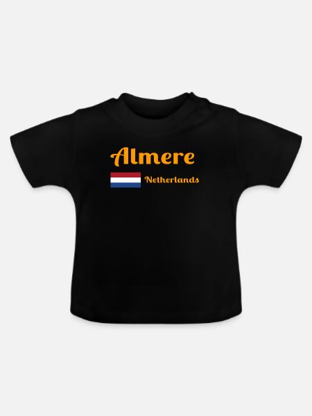 Almere Niederlande - Stilvolle Drucke - Baby Bio-T-Shirt mit Rundhals - Schwarz