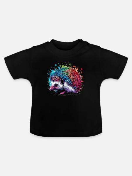 Igel - Baby Bio-T-Shirt mit Rundhals - Schwarz