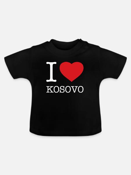 I LOVE KOSOVO - Baby Bio-T-Shirt mit Rundhals - Schwarz