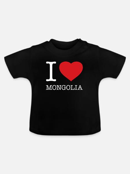 I LOVE MONGOLIA - Baby Bio-T-Shirt mit Rundhals - Schwarz