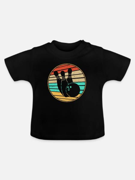 Bowling Retro - Baby Bio-T-Shirt mit Rundhals - Schwarz