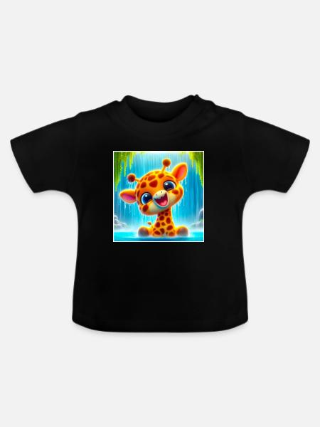 Giraffe - Baby Bio-T-Shirt mit Rundhals - Schwarz