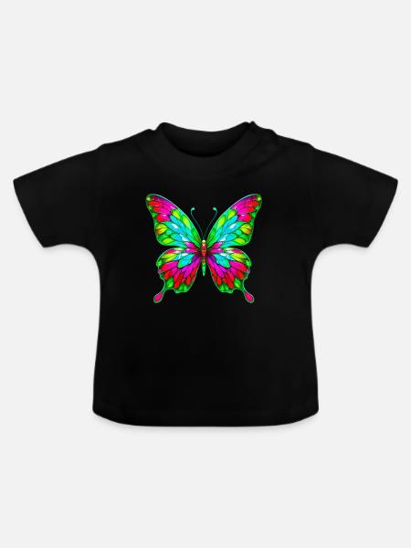 Schmetterling - Baby Bio-T-Shirt mit Rundhals - Schwarz